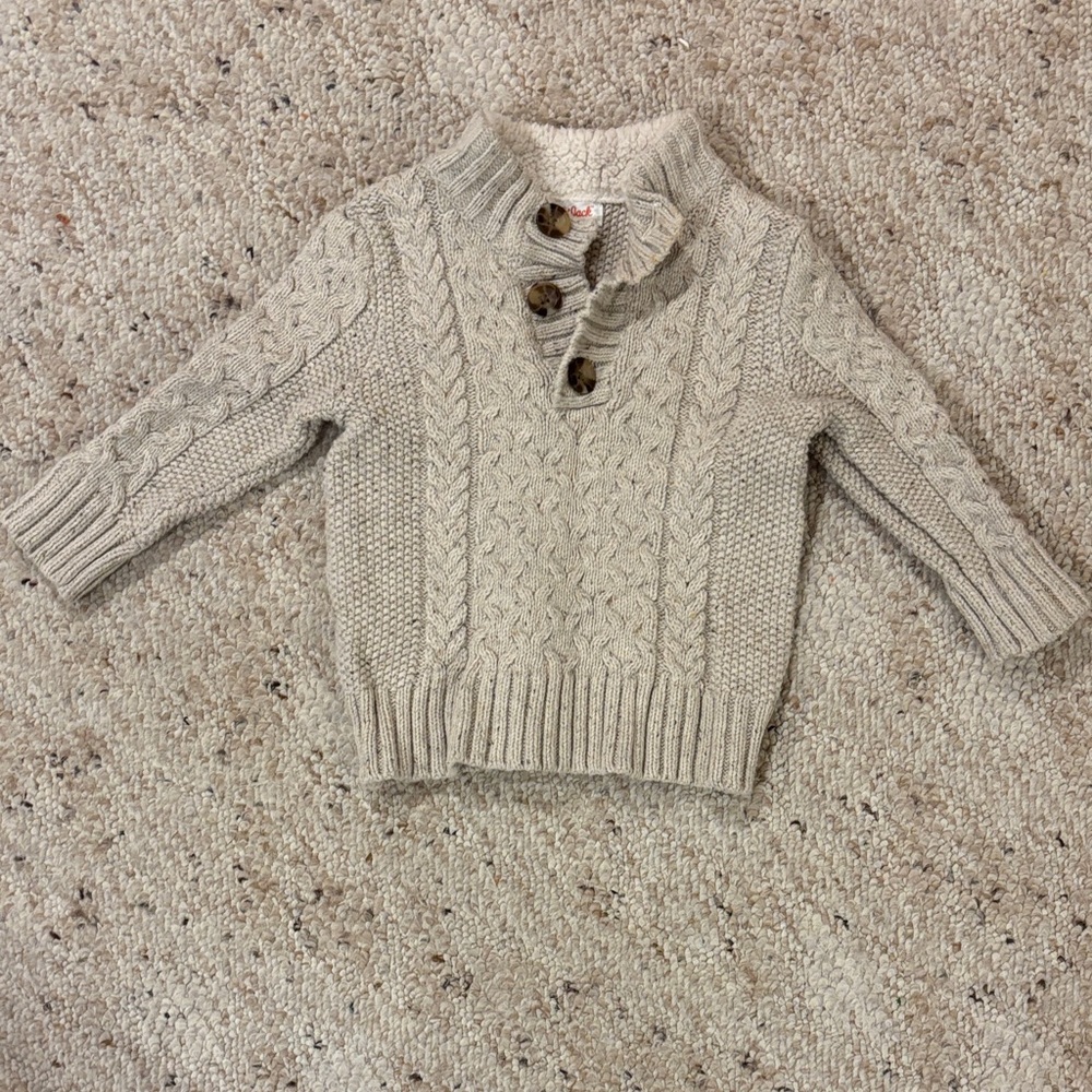 Cat and Jack Cozy Cable Knit Sweater - Cream